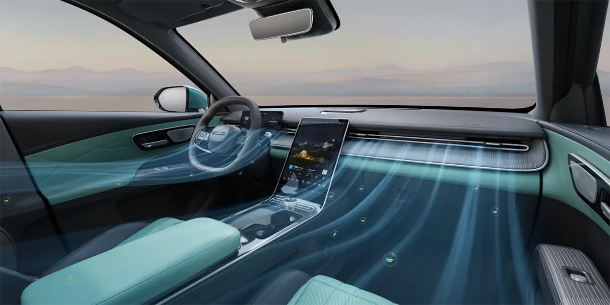 Ilustrasi arah aliran udara AC dari Intelligent Climate Control System di Interior Chery Lepas L8.